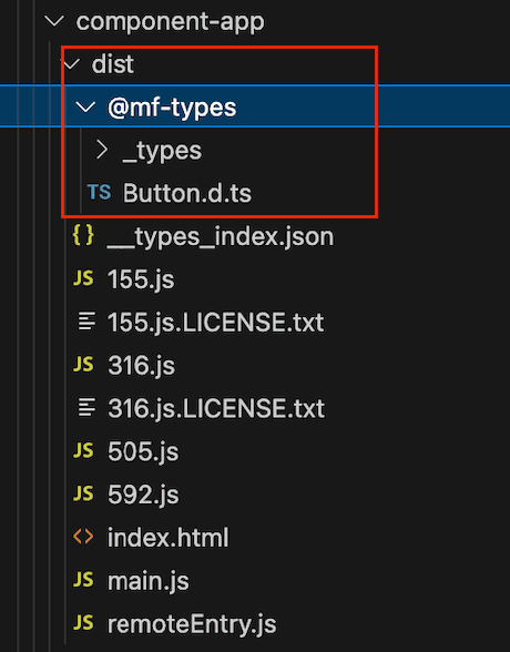 빌드 후 생성된 @mf-types